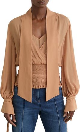 Reiss Phoebe Tie-Neck Smock Top in Rust Orange at Nordstrom, Size 10 Us