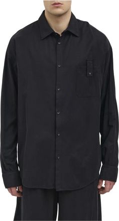 Andrea Ya'aqov Camicia Over in Cupro e Cotone - Heren - Casual Overhemden - Zwart - M - Katoen - Overhemden