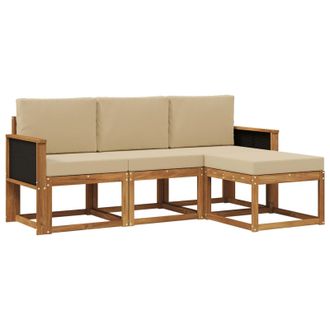 vidaXL Conjunto De Sof&aacute;s De Exterior Con Coj&iacute;n 4 Pcs Natural Vidaxl