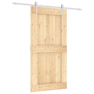 Berkfield Home Sliding Door with Hardware Set 100x210 cm Solid Wood Pine in Light Tan