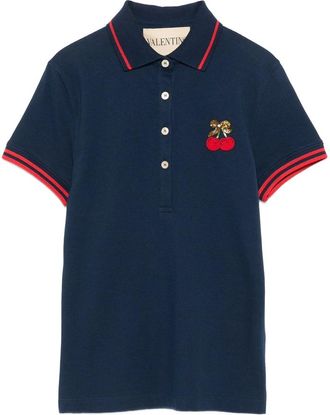 Valentino Cherry-embellished Polo Top