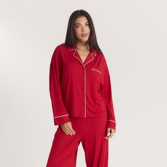 Lounge Alpine Dreams Pyjama Shirt - Red - L - The Perfect Gift For Her