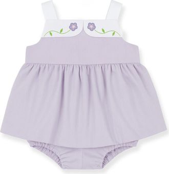 Florence Eiseman Pincord Romper with Flowers in Lavender/white at Nordstrom, Size 18M