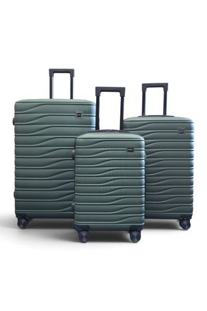 Infinity Leather Hardshell groene 8-wielige bagagekoffer Tas Koffer Set - Reis