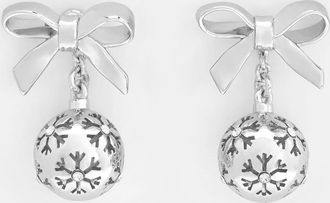 Charles & Keith Athalia Crystal-Embellished Bow Snowflake-Ball Drop Earrings