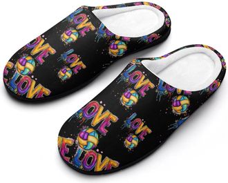 Generic Volleyball Lover Cotton Slippers for Women Indoor Outdoor Slipper Slip-On Memory Foam Home Shoes