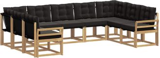 vidaXL Conjunto De Sof&aacute;s De Exterior 9 Uds. Blanco Y Negro Vidaxl