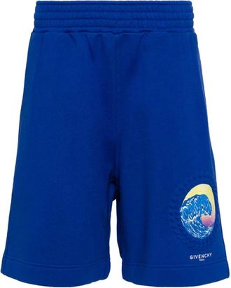 Givenchy Wave Print Cotton Track Shorts