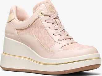 Michael Kors Emmy Signature Logo and Leather Wedge Trainer