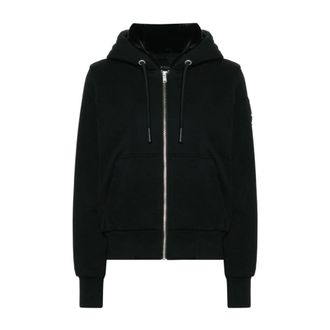 Moose Knuckles Zip-throughs, female, Black, Size: S Black Cotton Coat with Faux Fur