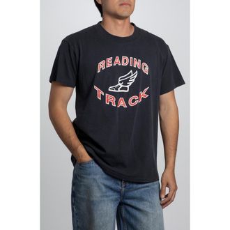 Elwood Vintage Reading Track Tee in Black at Nordstrom, Size Large