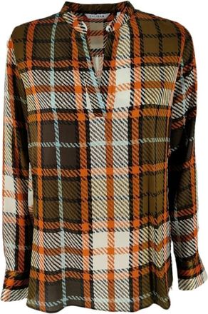 Caliban Satijnen Blouse - Dames - Blouses - Veelkleurig - XS - Satijn - Overhemden
