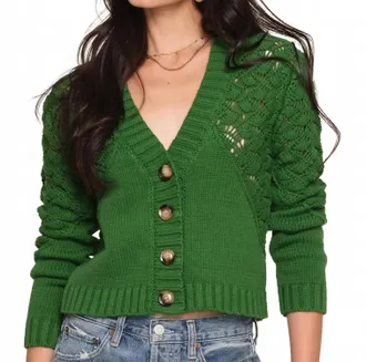Heartloom Amalda V-Neck Cardigan In Green