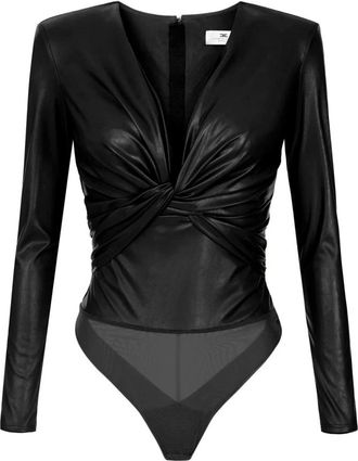 Elisabetta Franchi Dames, Tops, Zwart, Maat: XL Leer