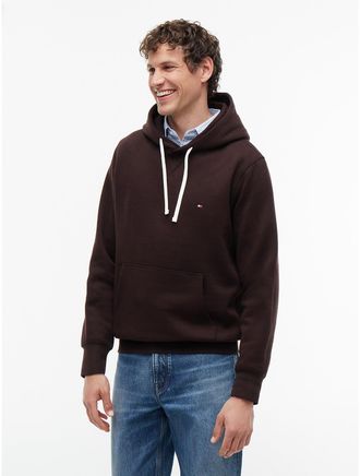 Tommy Hilfiger Mens Classic Brushed-Fleece Hoodie - Chocolate - XXL