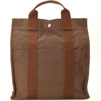 Herm&egrave;s Her Line Brown Nylon Canvas Backpack (Pre-Owned)