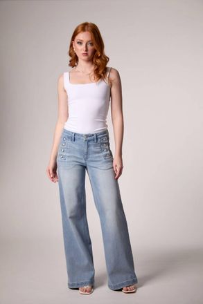 Blue Revival Sailor Mid Rise Wide Leg Jeans In Miami