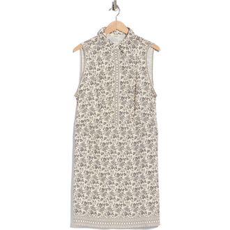 Max Studio Floral Sleeveless Shirtdress in Ivory/Black Vintage Stencil at Nordstrom Rack, Size 2 X