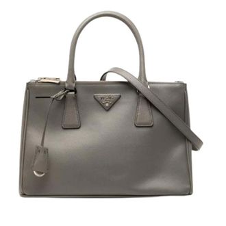 Prada Pre-owned Handbags, female, Gray, Size: ONE SIZE Pre-owned Galleria Double Zip