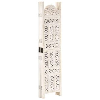 Berkfield Home Hand carved 5-Panel Room Divider White 200x165 cm Solid Mango Wood