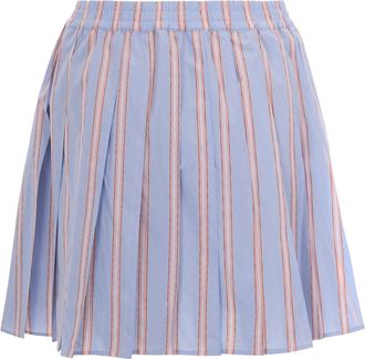 Lacoste Womens Skirt Pleated Chambray White-Black Chambray-Miami-White-Black Cotton Chambray/miami/white/black