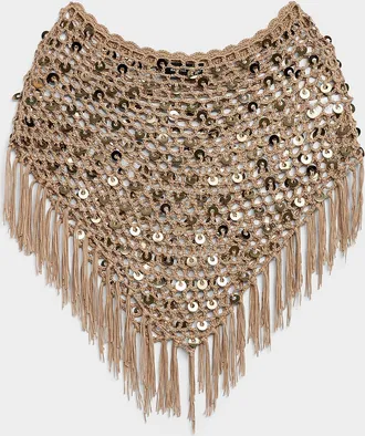 Simons Womens Sequin crochet cropped poncho