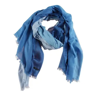 Faliero Sarti Silk Scarves, female, Blue, ONE SIZE, Blue Ombre Silk Fringed Scarf