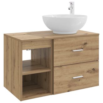 vidaXL Juego De Muebles De Ba&ntilde;o 2 Pcs Roble Artesanal Vidaxl