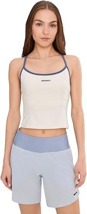 Brooks Movement Built-in Bra Tank Top Womens Clothing Ivory/Abyss Blue : XL (Womens 16-18), Elastane/Nylon