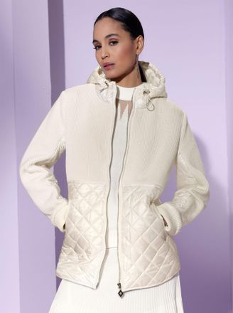 Cr&eacute;ation L Langjacke CREATION L, Damen, Gr. 36, beige (ecru), 55% Polyester, 45% Polyamid, Besatz:100% Polyester, Wattierung:100% Polyester, unifarben, Jacken La