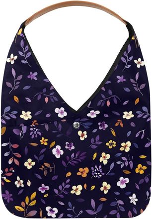 Generic Floral Purple Pretty Reusable Lightweight Grocery Bags - Foldable Into Compact Pouch, Washable & Sturdy, Multipurpose for Shopping and Travel