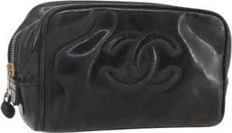 Chanel Pre-owned Clutches, female, Black, Size: ONE SIZE Pre-owned Vintage Leather Clutch