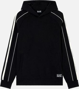Emporio Armani Mens EA7 Emporio Armani Logo Series Tape Overhead Hoodie Black - Size: 38
