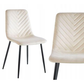 OEM Silla Tapizada En Terciopelo Beige Para Sal&oacute;n Y Oficina Patas De Metal Negro