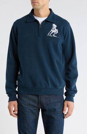 One Of These Days Running Horse Quarter Zip Fleece Graphic Sweatshirt in Navy at Nordstrom, Size Medium