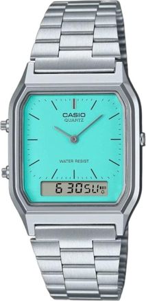 Casio Vintage Daul Time Water Resistant Stainless Steel Band Silver AQ-230A-2A2MQY