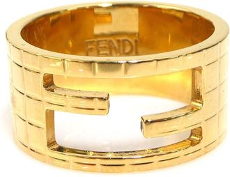 Fendi Gold Metal Band Ring (Pre-Owned)