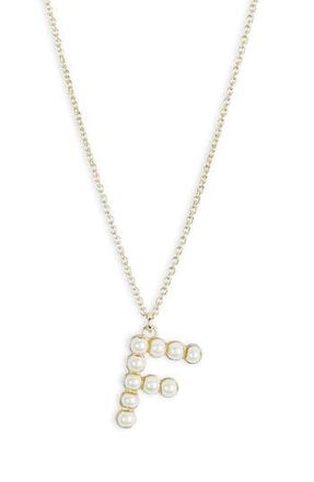 Meshmerise Imitation Pearl Initial Pendant Necklace in Yellow-F at Nordstrom Rack