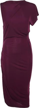 Roland Mouret pre-owned asymmetrical midi dress - women - Viscose/Polyester - L - Pink