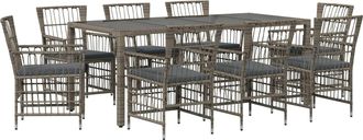 vidaXL Juego De Comedor Para Exteriores 9 Uds. Gris Rat&aacute;n Sint&eacute;tico Vidaxl