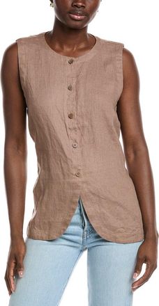 Eileen Fisher Eileen Fisher Round Neck Linen Long Vest