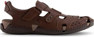 Andrea Mens Velcro Closure Leather Sandal In Brown