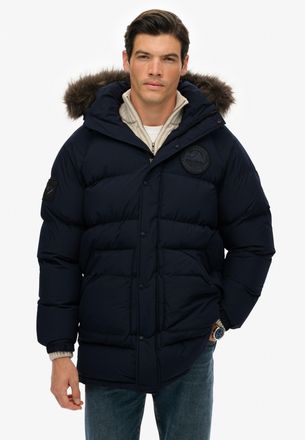 Superdry Steppjacke SUPERDRY EVEREST LONGLINE BAFFLED PARKA, Herren, Gr. XXL, eclipse navy, Web, Obermaterial: 100% Polyester, unifarben, oversize, Jacken Step