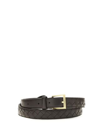 Bottega Veneta Womens Belt Intrecciato Espresso Leather Espresso-Brass Lamb Espresso/brass