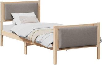 vidaXL Estructura De Cama Con Cabecera Taup&eacute; 75 X 190 Cm Tela Vidaxl