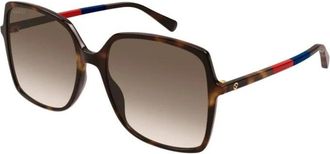 Gucci Zonnebril vierkant - unisex - Zonnebrillen - Bruin - 57 MM - Accessoires