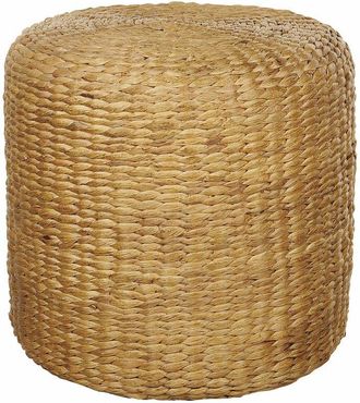 Beliani Beliani - Pouf tondo Boho intrecciato a mano in giacinto dacqua 40 cm chiaro Bichir