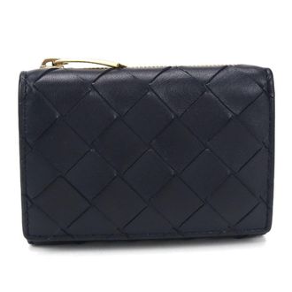 Bottega Veneta Intrecciato Navy Intrecciato Wallet (Tri-Fold) (Pre-Owned)