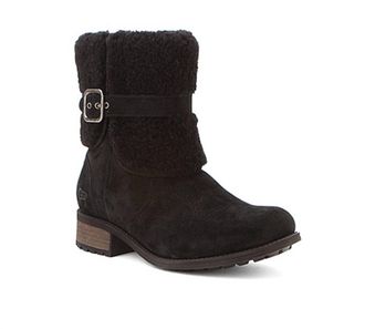 UGG Womens Blayre Ii Shearling Genuine Cuff Suede Boots In Black
