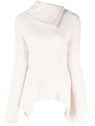 SIMKHAI Keyara foldover-collar jumper - White